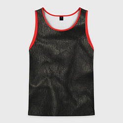 Майка-безрукавка мужская Черная кожа, цвет: 3D-красный