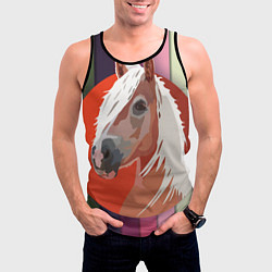 Майка-безрукавка мужская Лошадь с фоном, цвет: 3D-черный — фото 2