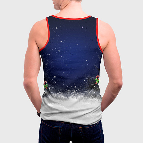 Мужская майка без рукавов Новогодний Кот / 3D-Красный – фото 4