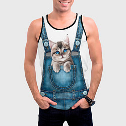 Майка-безрукавка мужская КОТЕНОК В КАРМАНЕ, цвет: 3D-черный — фото 2