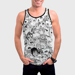 Майка-безрукавка мужская Ahegao monochrome, цвет: 3D-черный — фото 2