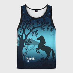 Майка-безрукавка мужская Конь, цвет: 3D-черный