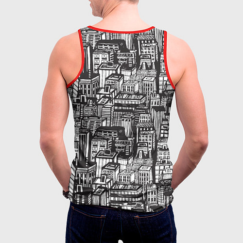 Мужская майка без рукавов Бесконечный город / 3D-Красный – фото 4