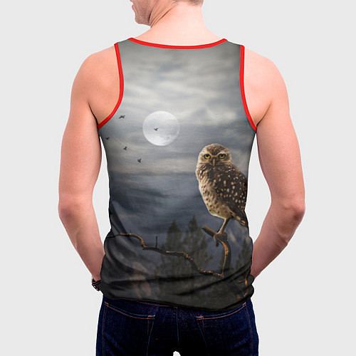 Мужская майка без рукавов Сова / 3D-Красный – фото 4