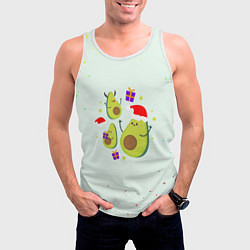 Майка-безрукавка мужская Новогодние Авокадо, цвет: 3D-белый — фото 2