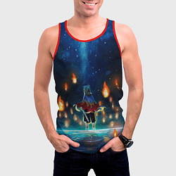 Майка-безрукавка мужская Ренгоку Кёджуро Клинок демонов, цвет: 3D-красный — фото 2