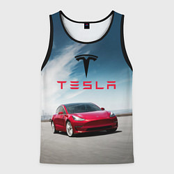 Майка-безрукавка мужская Tesla Model 3, цвет: 3D-черный