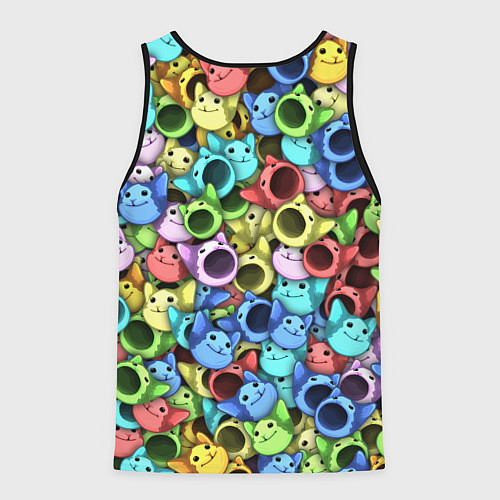 Мужская майка без рукавов Цветные Поп Котики / 3D-Черный – фото 2