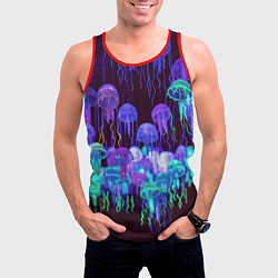 Майка-безрукавка мужская Неоновые медузы, цвет: 3D-красный — фото 2