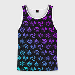 Майка-безрукавка мужская GENSHIN IMPACT NEON, цвет: 3D-белый