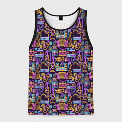 Майка-безрукавка мужская Музыка, цвет: 3D-черный