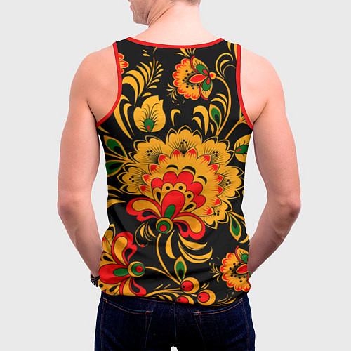 Мужская майка без рукавов Хохлома / 3D-Красный – фото 4