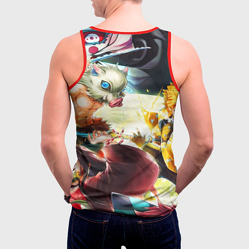 Мужская майка без рукавов КЛИНОК РАССЕКАЮЩИЙ ДЕМОНОВ ПЕРСОНАЖИ / 3D-Красный – фото 4