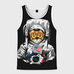 Майка-безрукавка мужская Кот Космонавт США, цвет: 3D-белый