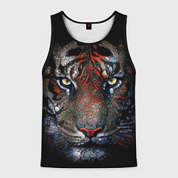 Майка-безрукавка мужская Цветной тигр, цвет: 3D-черный