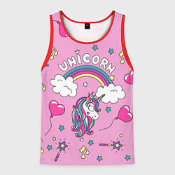 Майка-безрукавка мужская Единорог Радужный, цвет: 3D-красный