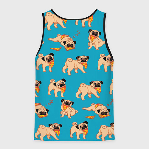 Мужская майка без рукавов Мопсы с пиццей / 3D-Черный – фото 2