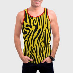 Майка-безрукавка мужская Тигровые полоски, цвет: 3D-красный — фото 2