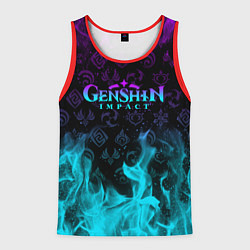 Майка-безрукавка мужская GENSHIN IMPACT НЕОНОВЫЙ ОГОНЬ, цвет: 3D-красный