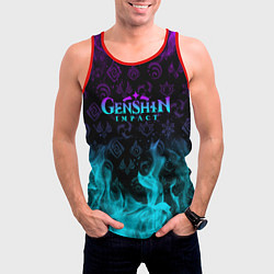 Майка-безрукавка мужская GENSHIN IMPACT НЕОНОВЫЙ ОГОНЬ, цвет: 3D-красный — фото 2