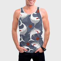 Майка-безрукавка мужская Акулы, цвет: 3D-белый — фото 2
