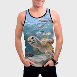 Майка-безрукавка мужская Морская черепаха, цвет: 3D-черный — фото 2