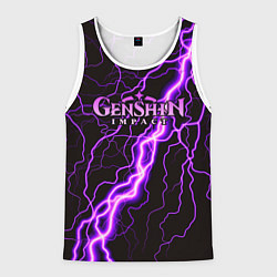 Майка-безрукавка мужская GENSHIN IMPACT МОЛНИЯ НЕОН, цвет: 3D-белый