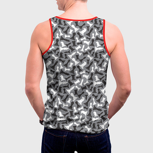 Мужская майка без рукавов Шахматист / 3D-Красный – фото 4