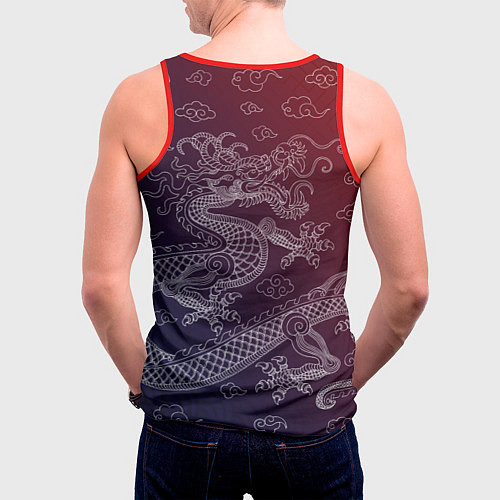 Мужская майка без рукавов Традиционный китайский дракон / 3D-Красный – фото 4