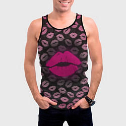 Майка-безрукавка мужская Малиновые губы, цвет: 3D-черный — фото 2
