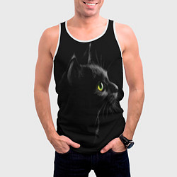 Майка-безрукавка мужская Черный кот, цвет: 3D-белый — фото 2