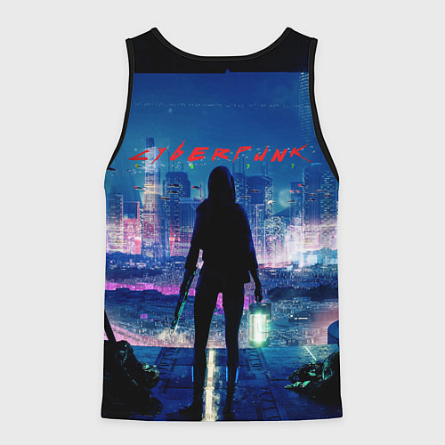 Мужская майка без рукавов КИБЕРПАНК НАЙТ СИТИ / 3D-Черный – фото 2