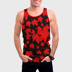 Майка-безрукавка мужская Осенние листья, цвет: 3D-красный — фото 2