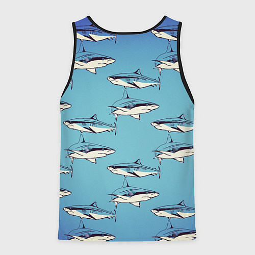 Мужская майка без рукавов Акулы Паттерн / 3D-Черный – фото 2