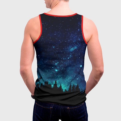 Мужская майка без рукавов ЛЕС НОЧЬЮ / 3D-Красный – фото 4