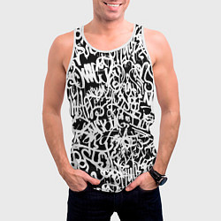 Майка-безрукавка мужская Graffiti white on black, цвет: 3D-белый — фото 2