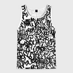 Майка-безрукавка мужская Graffiti black on white, цвет: 3D-белый