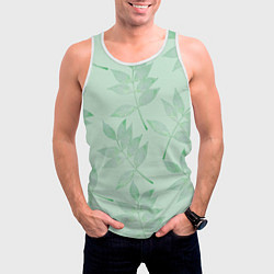 Майка-безрукавка мужская Зеленые листья, цвет: 3D-белый — фото 2
