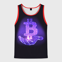 Майка-безрукавка мужская BITCOIN IN HAND БИТКОИН, цвет: 3D-красный