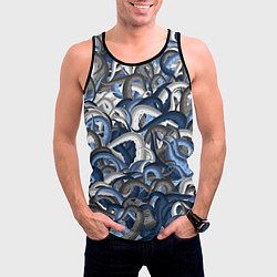 Майка-безрукавка мужская Синий камуфляж с щупальцами, цвет: 3D-черный — фото 2