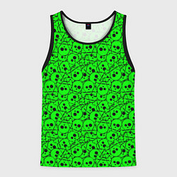 Майка-безрукавка мужская Черепа на кислотно-зеленом фоне, цвет: 3D-черный
