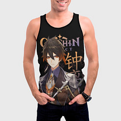 Майка-безрукавка мужская Чжун Ли, Genshin Impact, цвет: 3D-черный — фото 2