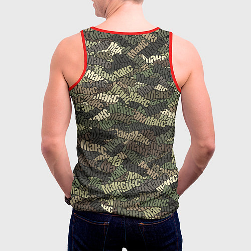 Мужская майка без рукавов Именной камуфляж Макс / 3D-Красный – фото 4