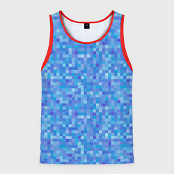 Майка-безрукавка мужская Голубая пиксель абстракция, цвет: 3D-красный