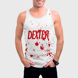 Майка-безрукавка мужская Dexter logo Декстер брызги крови, цвет: 3D-белый — фото 2