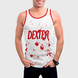 Майка-безрукавка мужская Dexter logo Декстер брызги крови, цвет: 3D-красный — фото 2