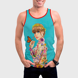 Майка-безрукавка мужская Тейлор в цветах, цвет: 3D-красный — фото 2