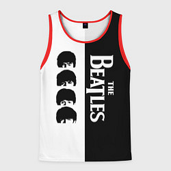 Майка-безрукавка мужская The Beatles черно - белый партер, цвет: 3D-красный