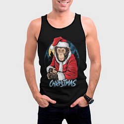 Майка-безрукавка мужская CHRISTMAS обезьяна, цвет: 3D-черный — фото 2
