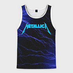 Майка-безрукавка мужская METALLICA BLUE FLASH МЕТАЛЛИКА СИНИЕ МОЛНИИ, цвет: 3D-белый